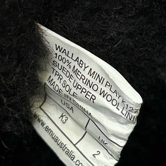 EMU AUSTRALIA WALLABY MINI 100% MERINO WOOL BOOTS, BLACK, KIDS SIZE 3 - Picture 7 of 7